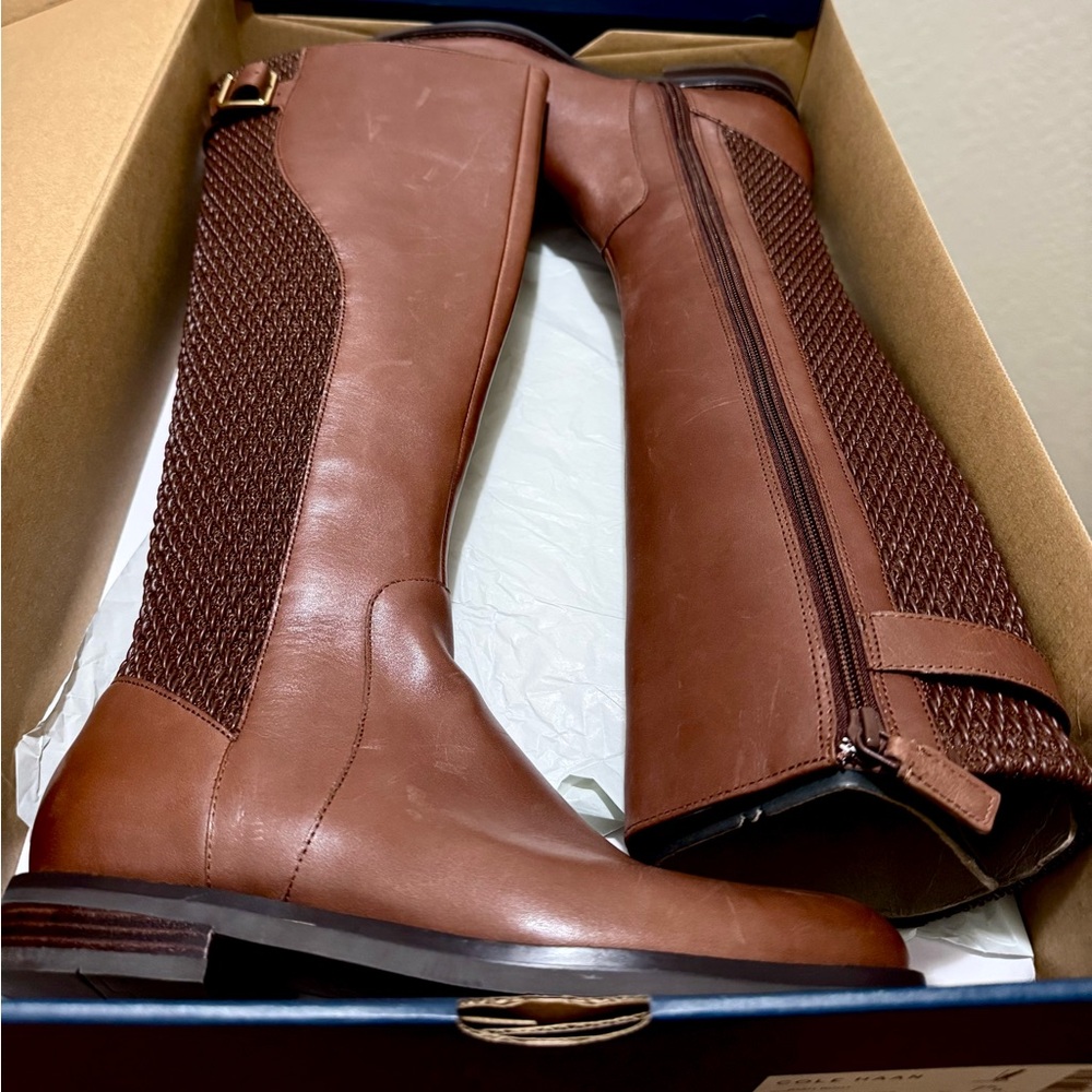 Cole Haan Chestnut Brown Leather Knee-high boots (Size 7.5B/Medium width) (New) - Picture 5 of 7